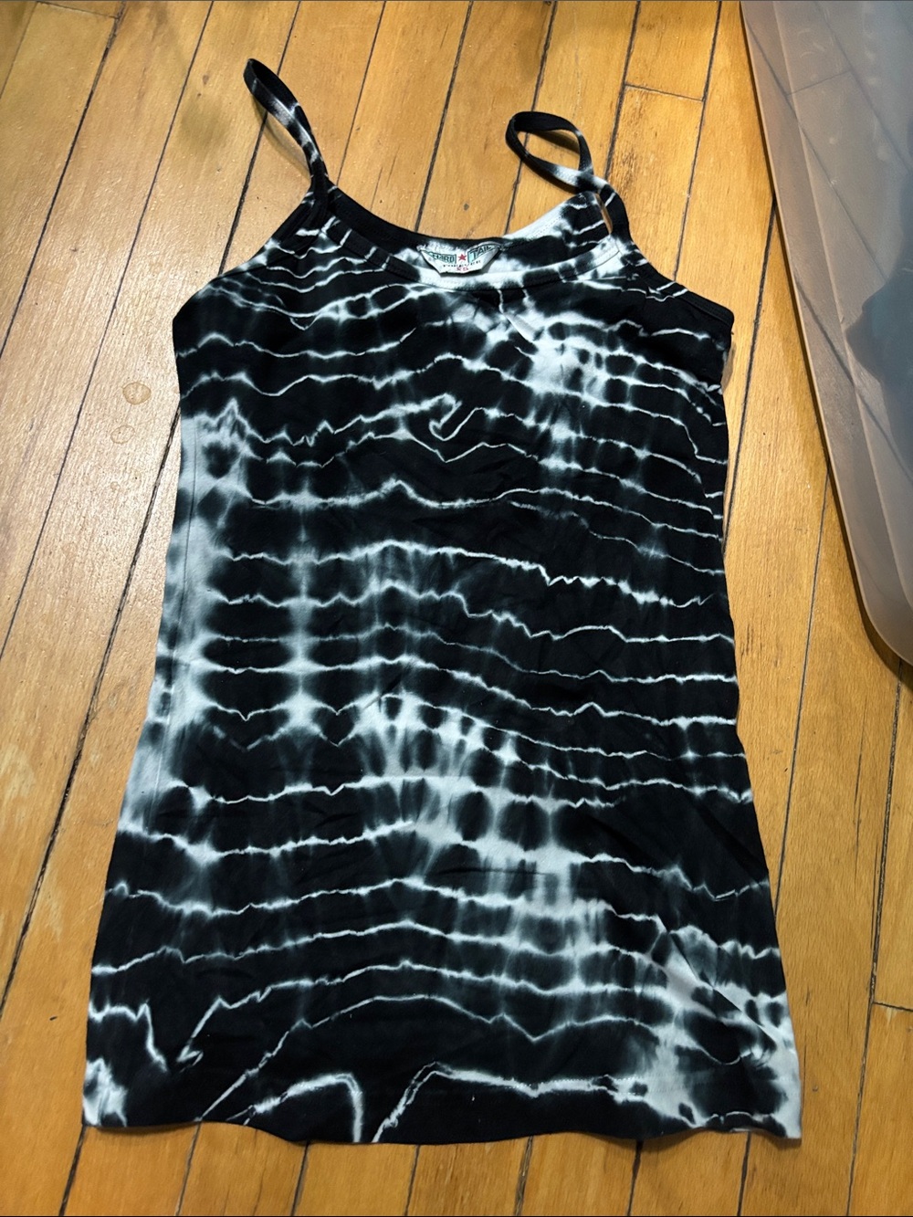 Hard Tail Black & White Tie-Dye Spaghetti Strap Cami size xs